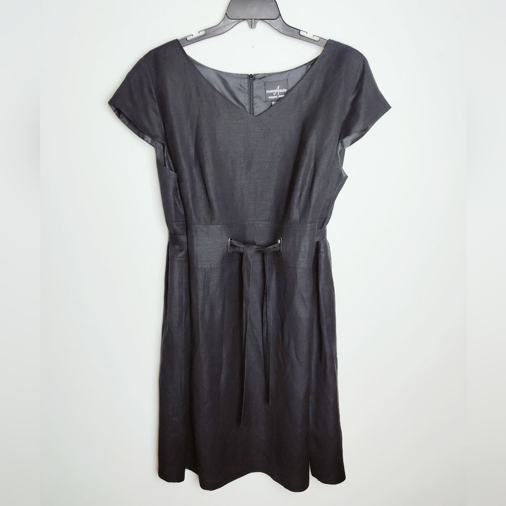 VTG Y2K Positive Attitude Linen Blend Belted Cap Sleeve Midi Shift Dress, 22P